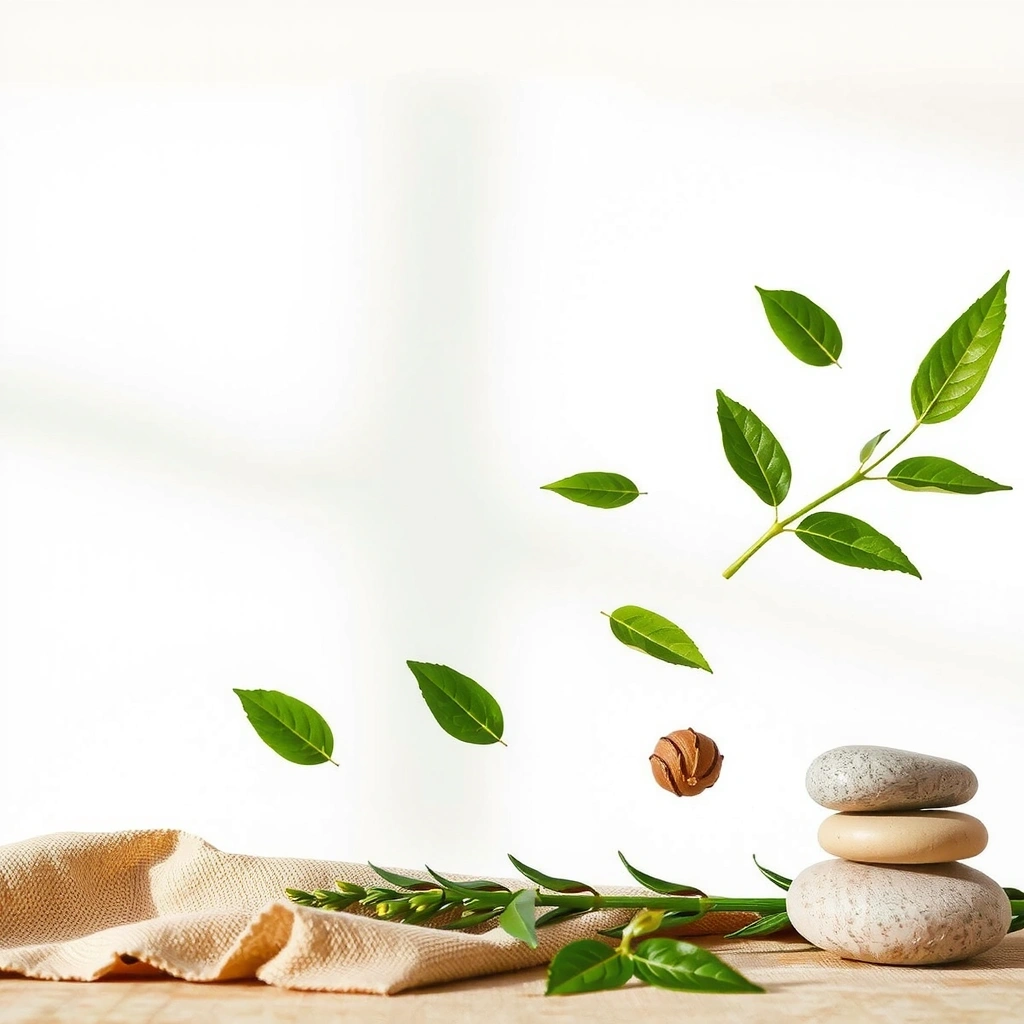 Natural wellness hero background with organic elements